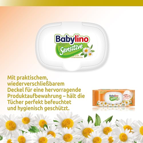 Babylino Sensitive Baby Tücher mit sanftem Kamille-Duft, 98% natürliche Formel, die den pH-Wert der Haut wiederherstellt… – Ansicht 5