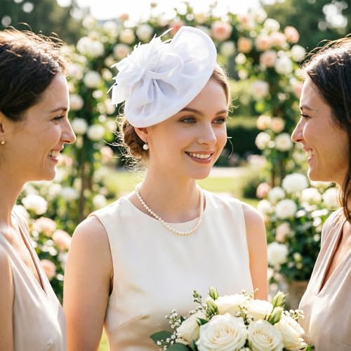 Image of DRESHOW Fascinators Hat Feather Headband Women's Fascinators Tea Party Headwear with Clip Flower Head Band for Girls & Women