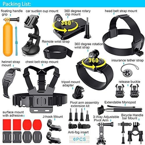Image of Action Pro Accessories Kit Compatible with GoPro-13 /12 /11 /10 /9 /8 /7 /6 /5 /SJCAM /YI Accessory Action Camera
