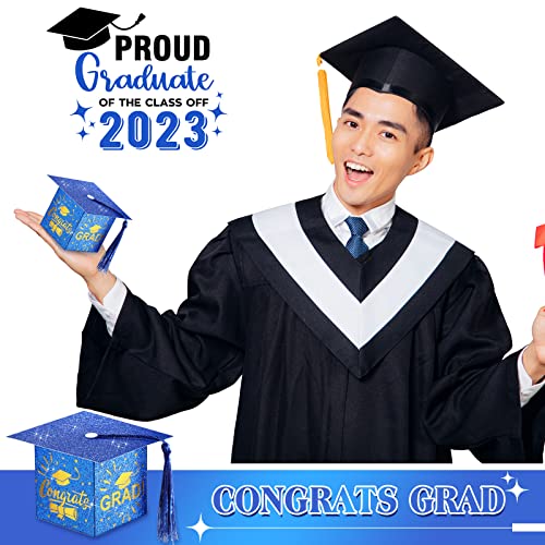 30 Pcs Graduation Cap Gift Box Graduation Candy Box with Tassels Graduation Cap Decorations 2024 Graduation Party Favors Hat Grad Party Supplies for Chocolate Grad Celebration(Royal Blue) - Thumbnail 4