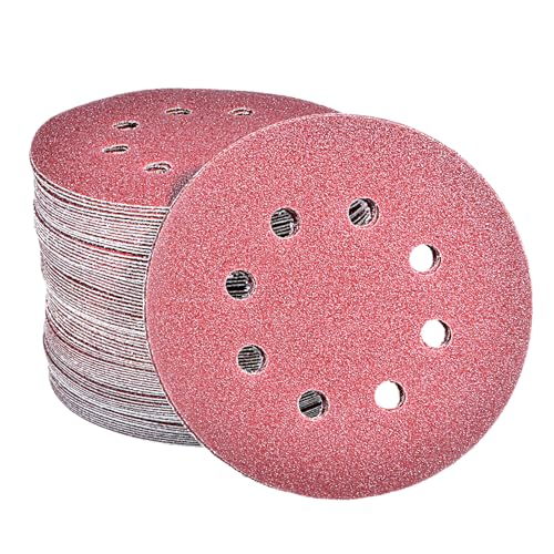 100 unidades de papel de lija excéntrico de 125 mm de velcro, 8 agujeros, discos abrasivos de 125 mm, redondo, velcro para lijadora excéntrica, grano 100 x 60 Taspire