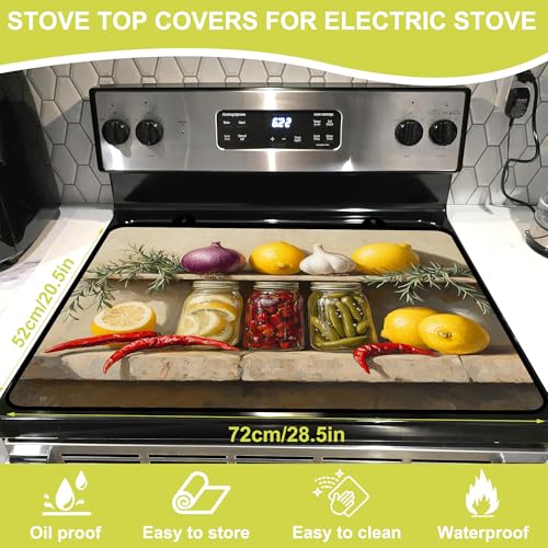 Image of Stove Top Covers for Electric Stove, Glass Stove top Cover 28 inchx 20 inch