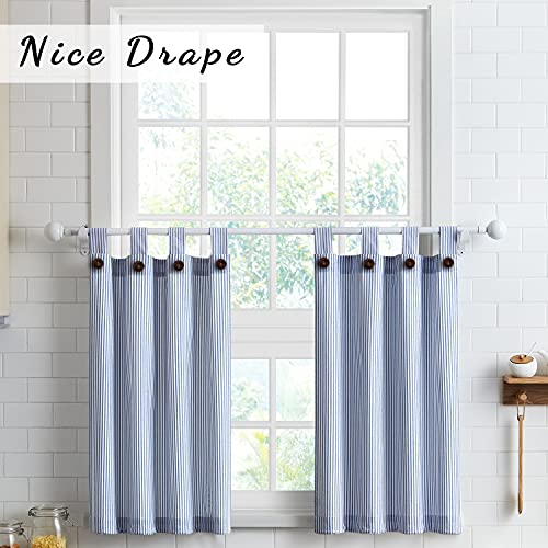July Joy KC SET NAVY Short Curtains 36 Inches Long For Kitchen Window Tab Top Of 3 Pieces Cafe Curtains thumb #1