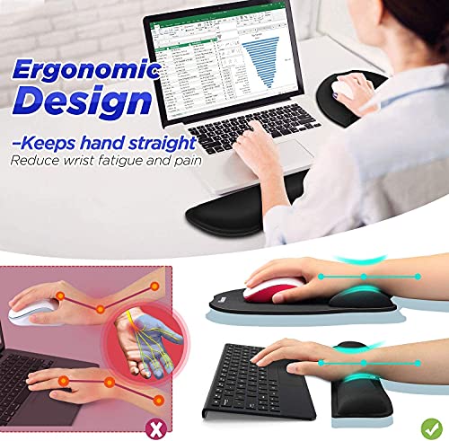 Gimars Ergonomic Mouse Pad Wrist Support, Upgrade Enlarge Superfine Fibre Soft Smooth Keyboard Wrist Rest, Comfortable Memory Foam Wrist Rest For Computer, Laptop, Mac, Gaming, Office And Pain Relief #TOP1