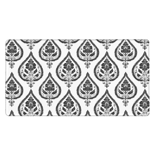Grand tapis de souris de jeu en caoutchouc noir et blanc pour ordinateur