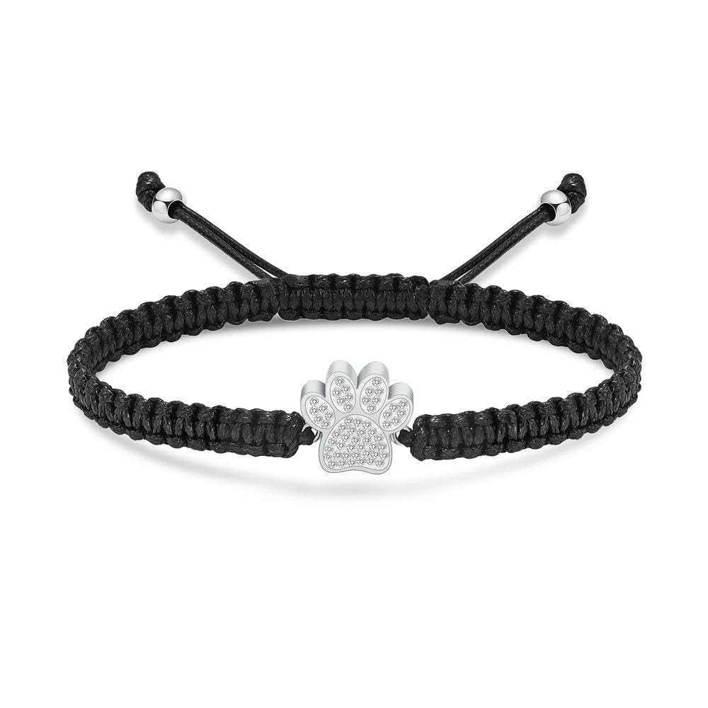 Bijou commémoratif patte de chien en acier inoxydable et cristaux, urne argentée ajustable de luxe