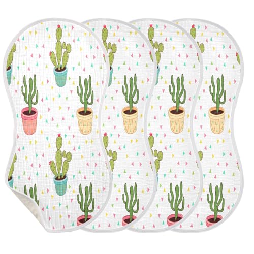 Cartoon Cacti Burp Cloths Cotton Baby Washcloths,Large 22x11in Burping Cloth Absorbent and Soft for Newborn Baby Boys and Girls,1 Pack3