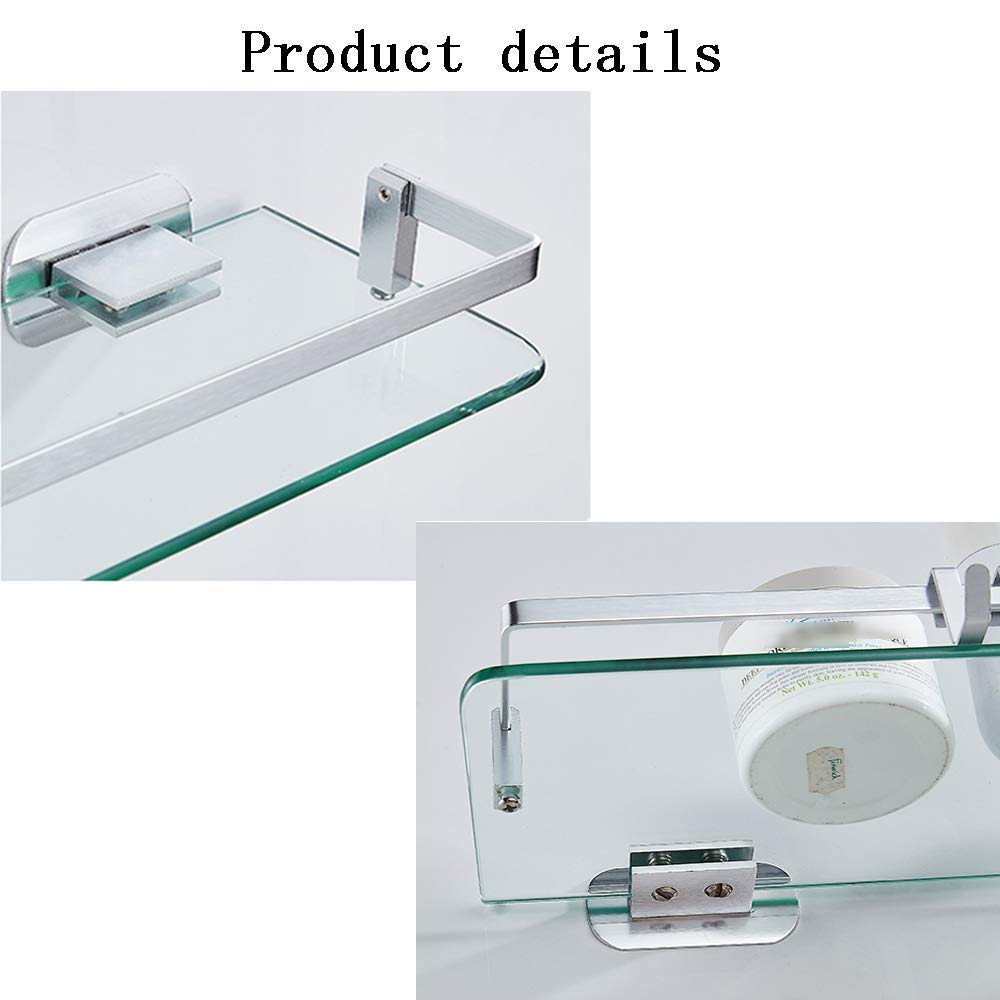 Scaffali da bagno squisiti Scaffali da bagno, Scaffale doccia da bagno temperato senza punzonatura ad angolo doccia, Scaffale per cosmetici in ottone, Scaffale frontale a specchio Bagno in vetro di 6