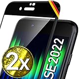 UTECTION 2X Full Screen Schutzglas 3D für iPhone SE 2022 - Perfekte Anbringung Dank Rahmen - Premium Displayschutz 9H Glas, Kompletter Schutz Vorne, Folie Schutzfolie Vollglas - 2 Stück