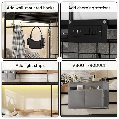Bunk Bed with Power Outlet and LED Lights