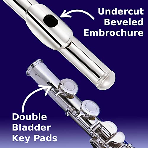 ﻿Cecilio Open Hole C Flute - Musical Instrument, Kids Beginner/Intermediate Flute In Band & Orchestra, Silver #TOP4