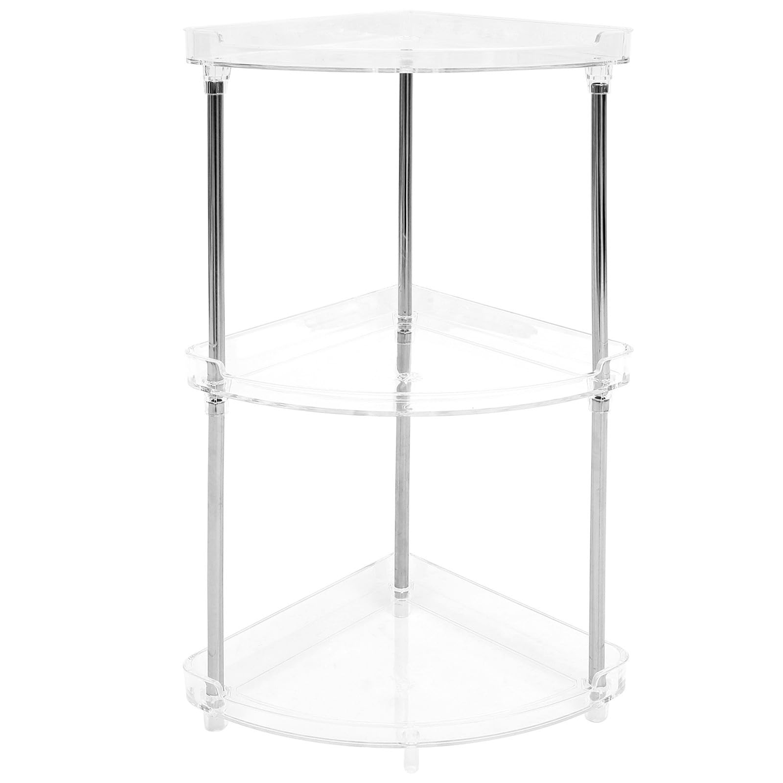 Estante organizador de baño triangular de acero inoxidable y tres niveles para esquinas