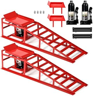 2PCS 5T 11060lbs Hydraulic Car Ramps, Heavy Duty Hydraulic Vehicle Ramps Lift Ramp, Portable Car Ramps for Oil Changes, Car Lifts for Home Garage, Vehicle Auto Garage Repair