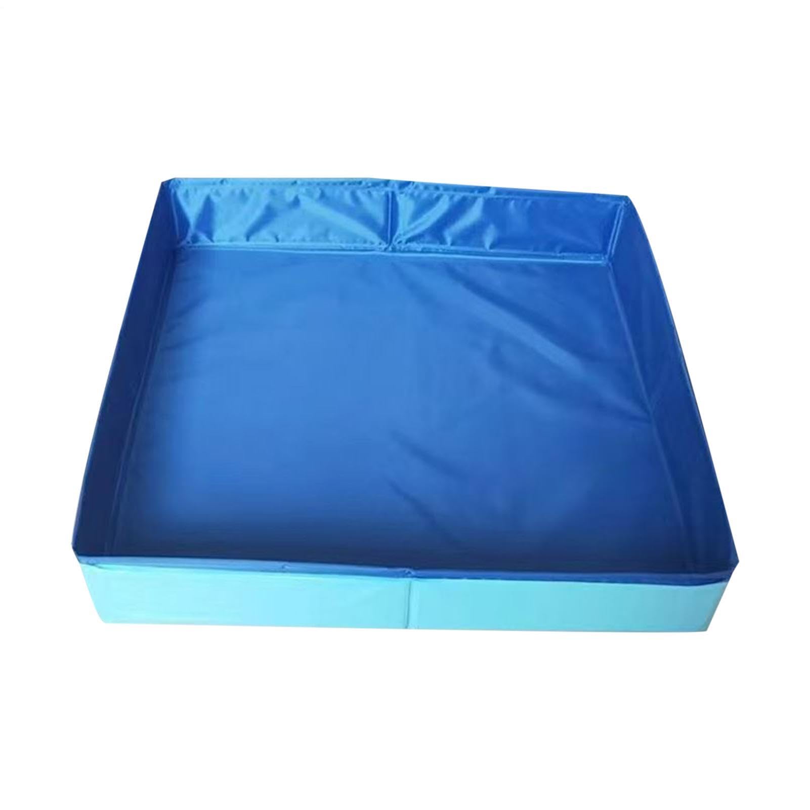 Doggie Swimming Pool - PVC Dog Paddling Pool Foldable Square Shape, Non Inflatable Anti Slip Pet Tub, 50x50x10cm Compact Frame, 300g Ultra Light Weight, High Grade durble PVC Material- For Puppy & Y
