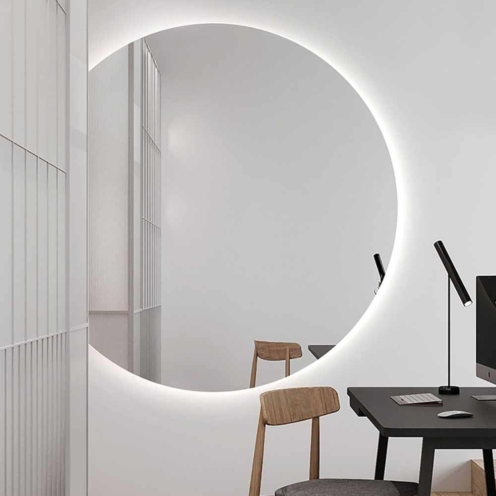 BKSXSOP Dimmable LED Half Circle Bathroom Mirror - Anti-Fog, Decorative Wall Vanity & Entrance Mirror, HD Explosion-Proof Cosmetic for Living Room Makeup.