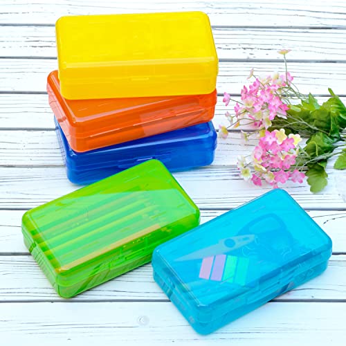 Youngever 5 Pack Plastic Pencil Box, Pencil Case Box, Translucent Pencil Boxes, School Supply Box, Multi - Image 4