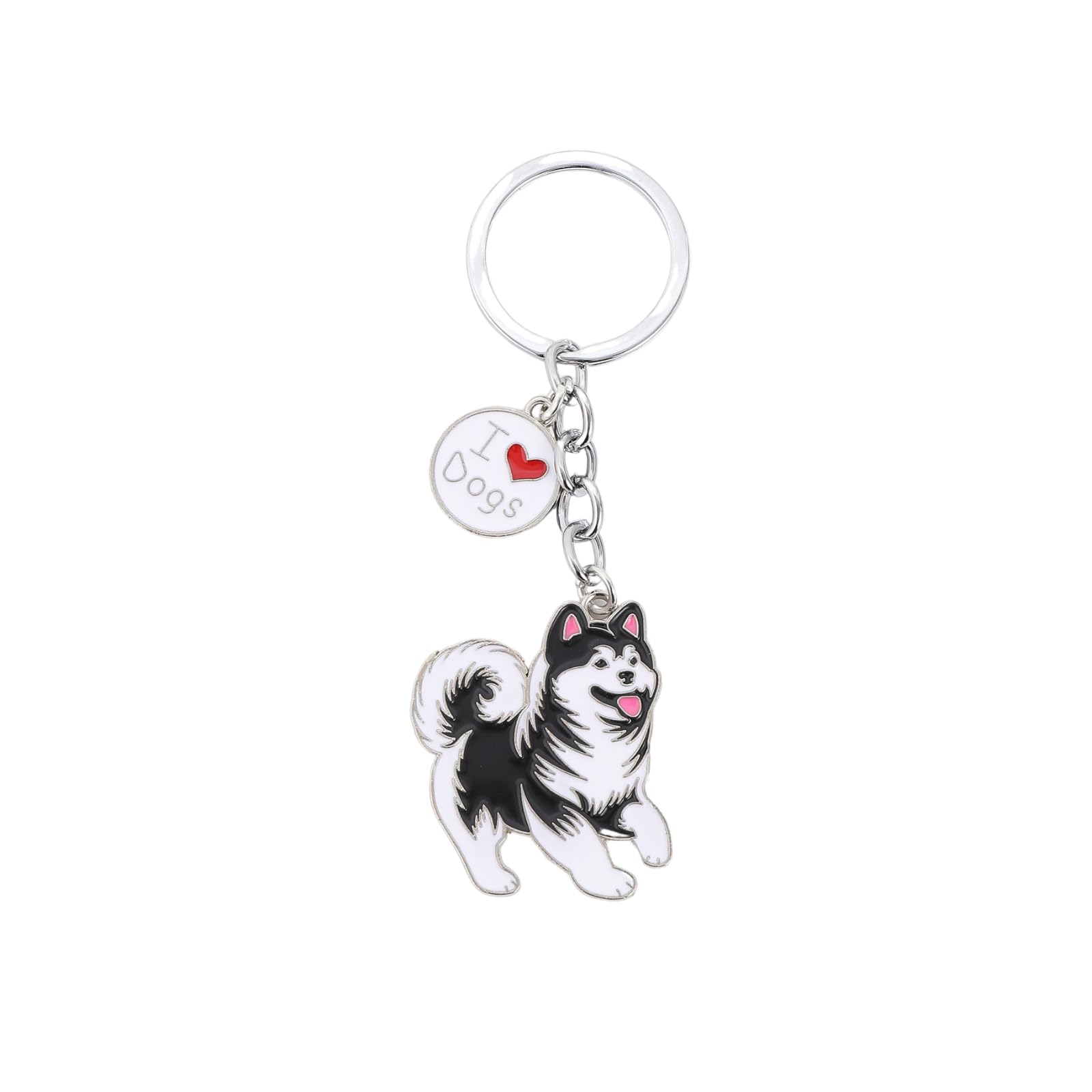 Bt Bear Unisex Husky Dog Keychain,Dog Id Tag Cute Metal Dog Keychain Keyring Keyfob Bag Charm,