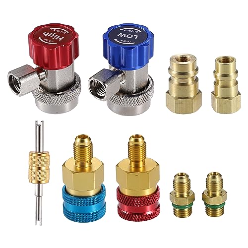 Set adaptadores r1234yf alta y baja presión con conexiones rápidas
