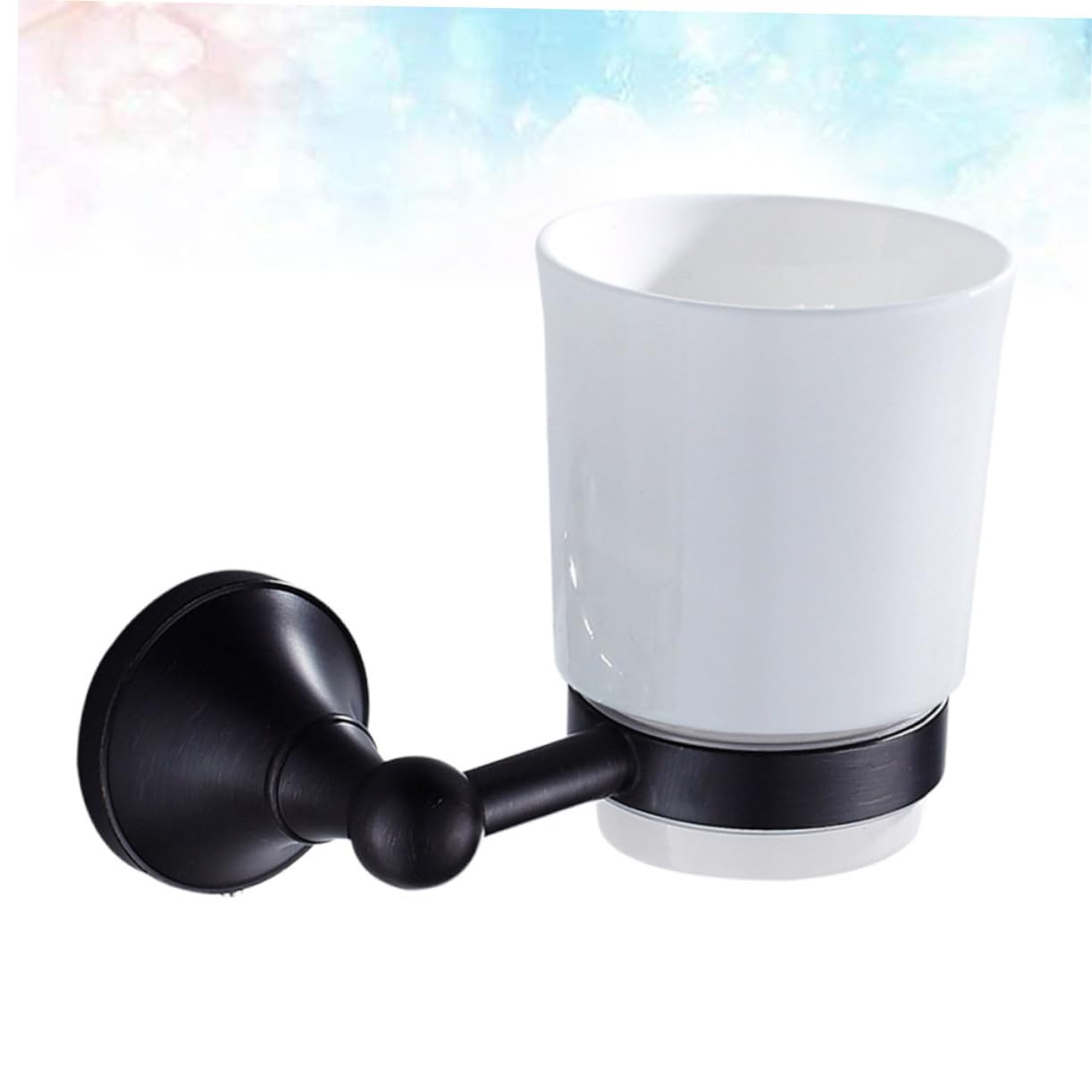 Soporte de Pared para Vaso y Cepillo de Dientes de Cobre con Taza Cerámica para Baño Rack de Almacenamiento Vintage Resistente y Elegante