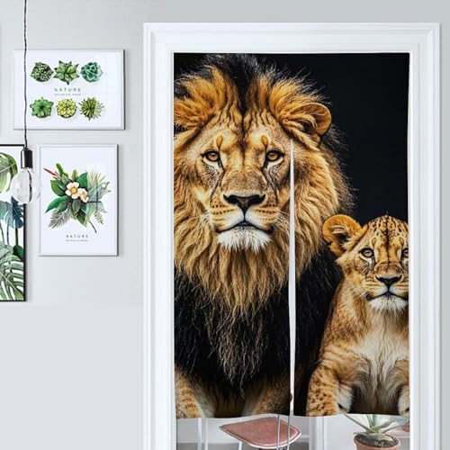 Rideau de porte mère lion pour masquer le désordre avec douceur
