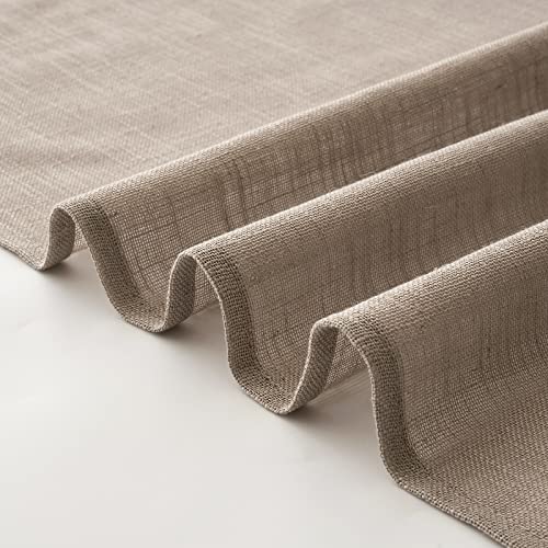Woaboy Leinen Gardinen Vorhänge Ösen 2er Set 140x225cm Dunkelbraun – Ansicht 6