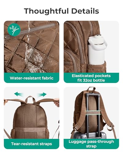 Image of BAGSMART College Laptop Backpack,Cute Travel Backpack for Women,Quilted Computer Bookbag