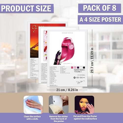 Image of Wonder Hub Nicki Minajj Wall Posters 8x12 inch (A4 Size) Included Self Adhesive on Back Wall Decor Posters Wall Art For Bedroom, Living room, Office, Dining Room