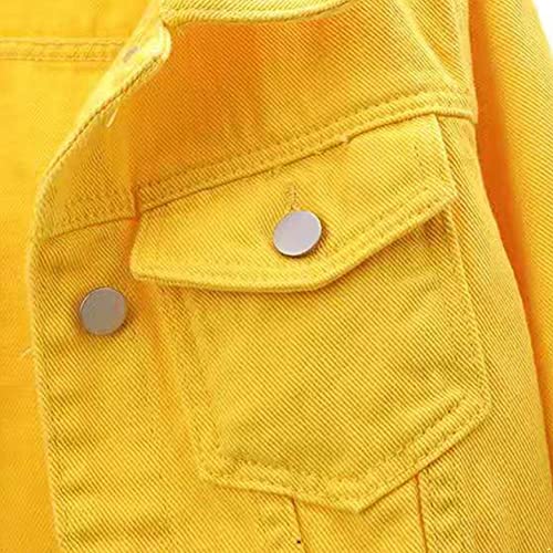 Hedmy Women's Denim Jacket Casual Button Closed 3/4 Sleeve Jean Jacket Trucker Coats Autumn Spring3