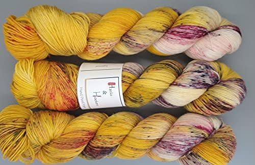 Hanks & Hookers Yarn Fingering (Sunshine and Flowers) 100g 437 yrds, Yarn, Hand Dyed Yarn, Indie Dyed Yarn, Superwash Merino, Nylon,Crocheting, Knitting