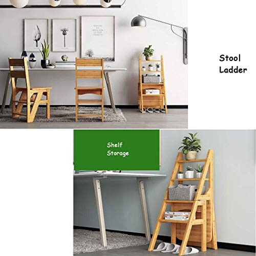 Tabouret escabeau pliable en bois à 4 marches avec dossier pour maison