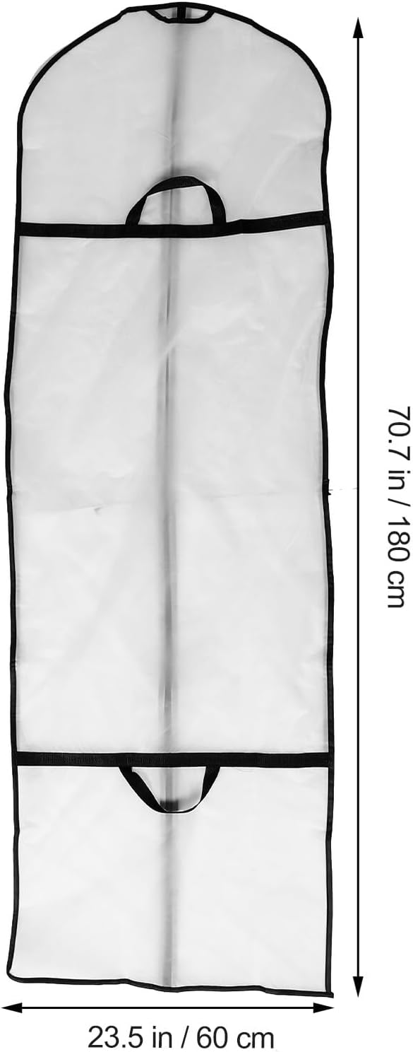 FRCOLOR 2pcs White Zippered Garment Covers Dustproof Dress Bags Waterproof Clothes Bag Coat Protector Reusable Hanging Clothes Storage for Home Closet