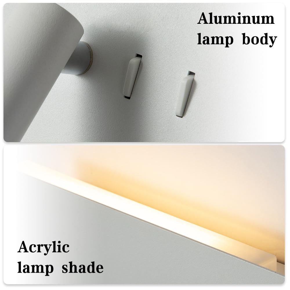 Générique Nowoczesna podświetlana lampa ścienna LED do czytania z aluminiowym regulowanym reflektorem do przedpokoju sypialni lampka nocna salon schody hotel wewnętrzna lampa ścienna