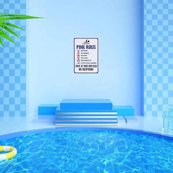 Cartel vintage piscina reglas 20x30 cm miniatura 6