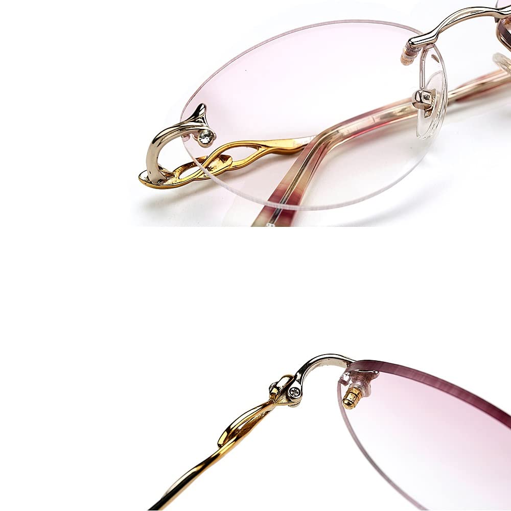 Gafas De Lectura Mujeres Gafas De Oval Sin Marco Gafas De Ordenador Multifocales Progresivas Lente De Multifocales +2.0/+2.5 (Size : +3.5Reading)