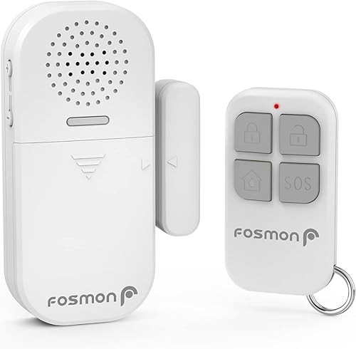 Fosmon Alarmas inalámbricas para puerta para seguridad del hogar con control remoto, alarma de sensor de puerta y ventana de 130 dB alimentada por
