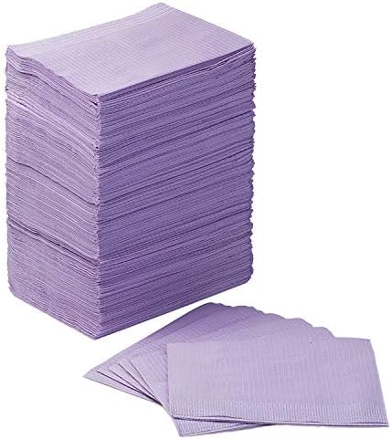 JMU 125Pcs Purple Dental Bibs, 3 Ply Dental Bibs Disposable, 13" x 18" Dentist Bibs Tattoo Bibs, Lavender