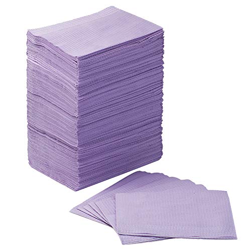 Jmu 125Pcs Purple Dental Bibs, 3 Ply Dental Bibs Disposable, 13" X 18" Dentist Bibs Tattoo Bibs, Lavender #TOP9
