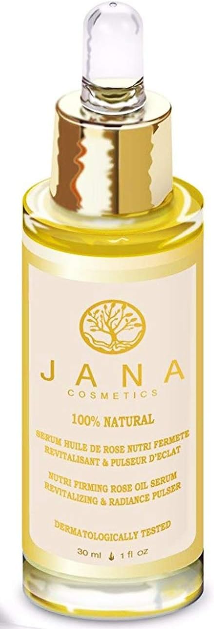 Rose Oil Serum with Rose Water: Moisturizing Firming Facial Serum-with Rose Absolute, Argan Oil -Jana Cosmetics- 100% Natural Cosmetics - Made in Europe