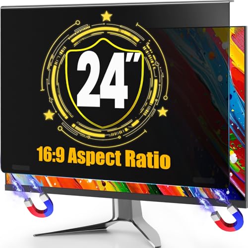 Image of Magnetic Privacy Screen for 24 Inch Monitor 16:9 Aspect Ratio, Removable Anti Blue Light Filter with Eye Protection,Hanging Anti-Spy Protector for Flat Desktop Computers