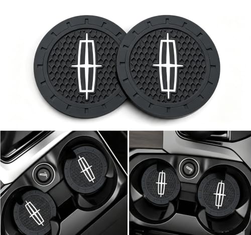 Image of Black Silicone Car Coasters for Lincoln Series Series Non-Slip Car Cup Holder Coasters,Car Interior Accessory for Car Cup Holder 2.75IN 2Pack