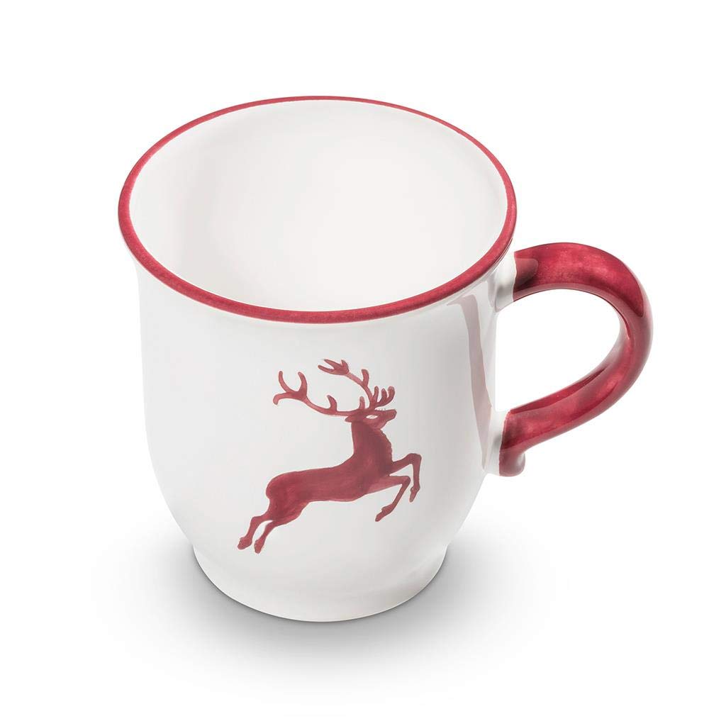 GMUNDNER KERAMIK Schokotasse, Volumen: 300 ml, Bordeauxroter Hirsch, handgemachte Keramik aus Österreich