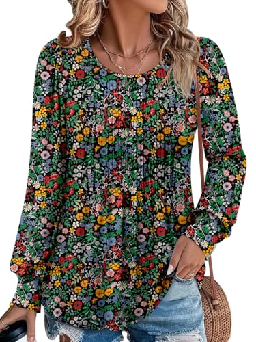 BETTE BOUTIK Long Sleeve Shirts for Women Fall Tops Dressy Blouses Crewneck Tunic Tops for Leggings S-3XL