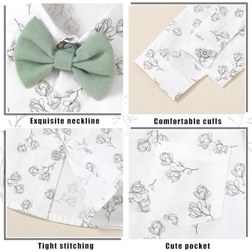 Image of ZOEREA Toddler Boy Suit Formal Wedding Outfits Gentleman Clothes Long Sleeve Shirt + Suspender Pants + Bowtie
