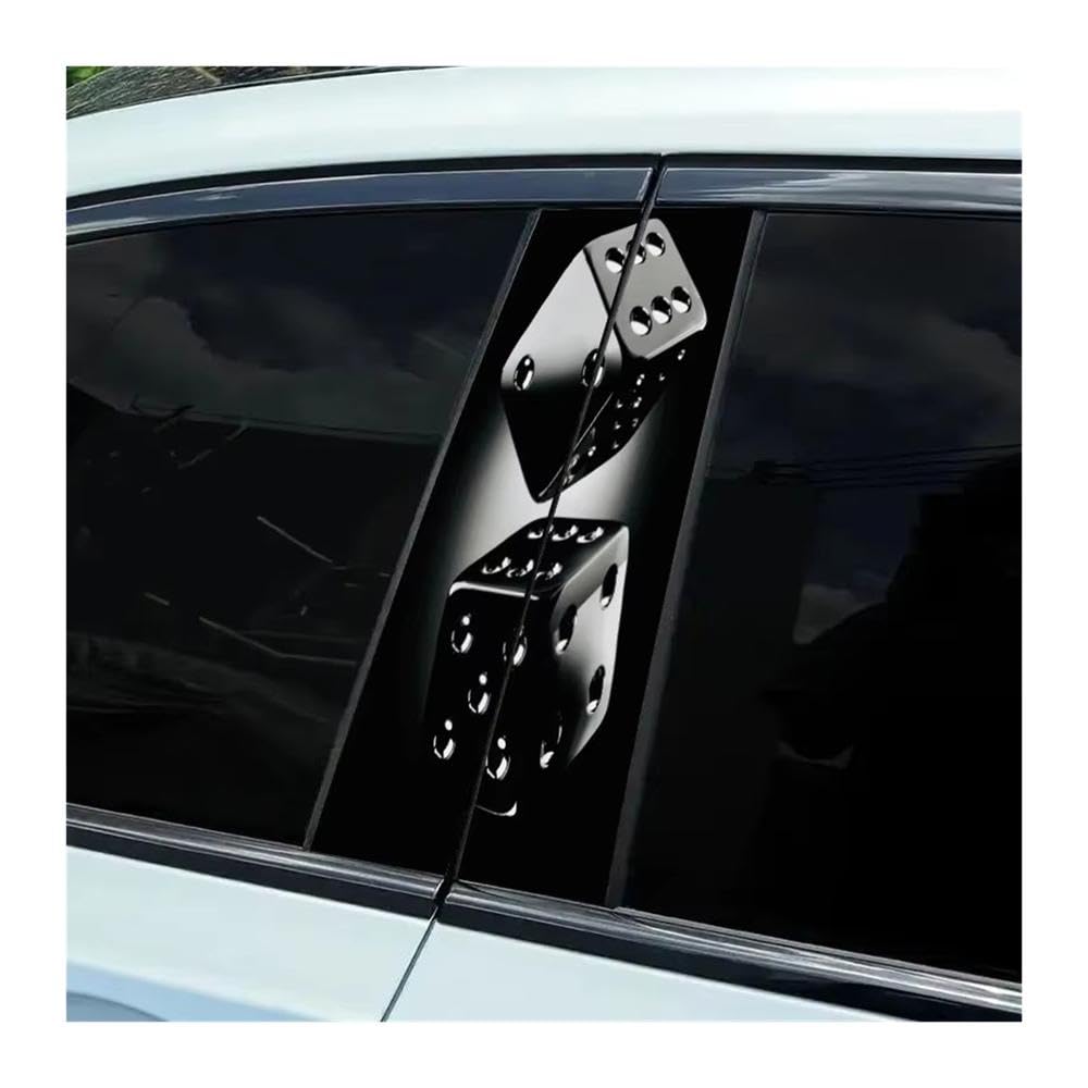 Bertdcx One Color Pair Of Black Dice Pattern Car Stickers Pvcb Column Decal Self Adhesive Auto Parts
