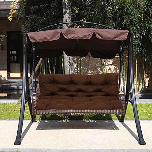 NENIUX - NENIUX Water-Resistant Garden Canopy Swing Bench Cushions with Straps for Outdoor Patio Furniture Hammock, 2-3 Seater Washable Replacement Bench Pads with Backrest,40 * 40 * 4in,Brown
