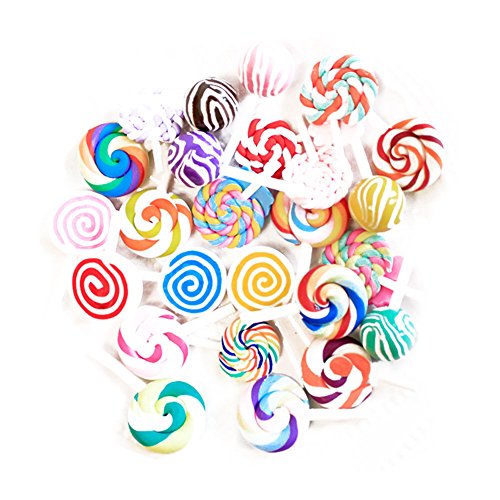 Proglam 30 Piezas DIY Scrapbooking teléfono Caso decoración Miniatura Comida Falsa Paleta Caramelos Suministros Manualidades