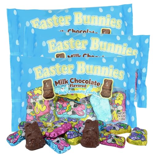 Bulk Mini Chocolatey Bunnies, Individually Foil Wrapped, Easter Basket Stuffers