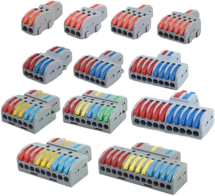 10Pcs 1 in Multiple Out Fast Electrical Connectors Compact Splitter Wiring Cable Connector Push-in Terminal Block(FD-36)