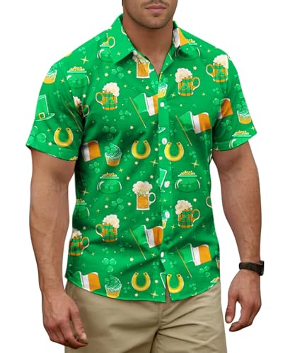 Image of Yoimira Hawaiian Shirts for Men, Print Mens Casual Short Sleeve Button Down Shirts Floral Aloha Beach Shirt