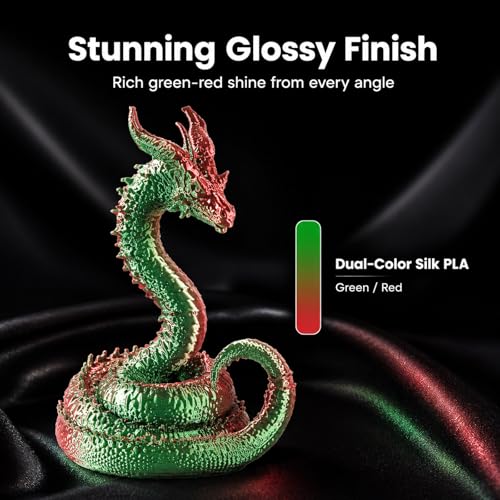 Image of Dual Color Silk PLA Filament 1.75mm Green Red 1KG, Shiny High Gloss Finish, Seamless Color Transition, Neatly Wound, Accuracy + /-0.02mm Vacuum Packaging